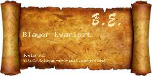 Blayer Evariszt névjegykártya